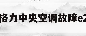 格力中央空调故障e2(格力中央空调故障e2怎么处理)