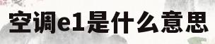 空调e1是什么意思(驻车空调e1是什么意思)