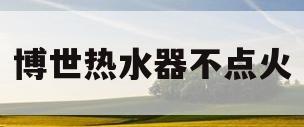 博世热水器不点火(博世热水器不点火是什么原因)